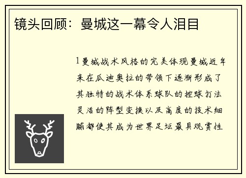 镜头回顾：曼城这一幕令人泪目